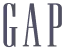 GAP logo, dark gray uppercase serif text forming the word "GAP" on a black background.