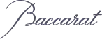 Baccarat logo, an elegant, dark gray script font spelling out the word "Baccarat".