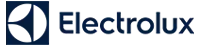 Blue Electrolux logo with its stylized E symbol and wordmark on a black background.