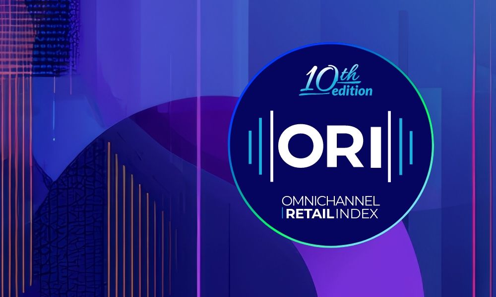 Text '10th edition ORI Omnichannel RetailIndex' in a circular logo on a blue background.