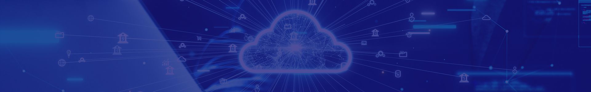 Translucent blue cloud icon on a dark digital background, symbolizing data storage.
